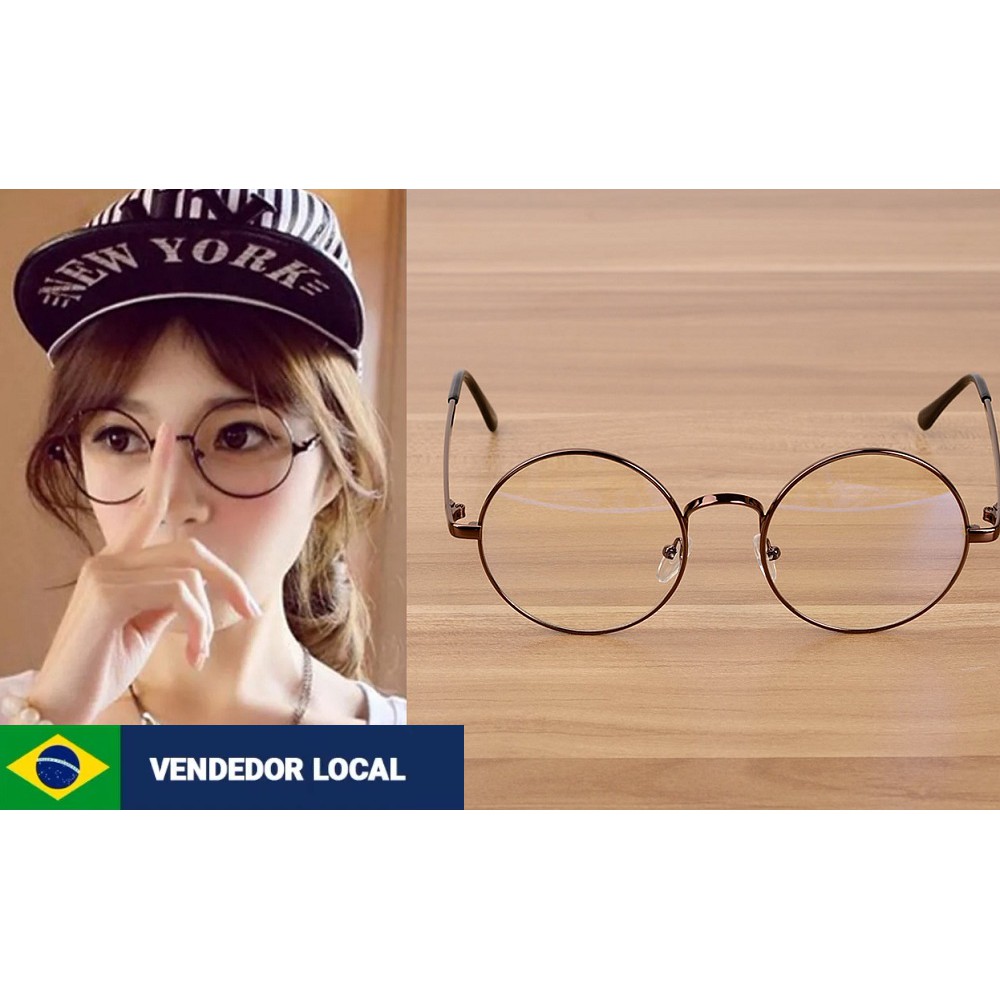 Óculos Armação Redonda Modelo Harry Potter Lente Sem Grau