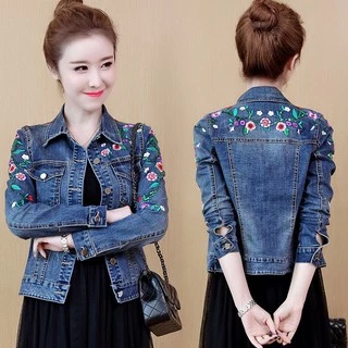 VmewSher Floral Women Denim Coat Embroidery Short Basic Ladies Jean Jacket Slim Outwear autumn spring New fashion em Promoção na Shopee VmewSher Floral Women Denim Coat Embroidery Short Basic Ladies Jean Jacket Slim Outwear autumn spring New fashion