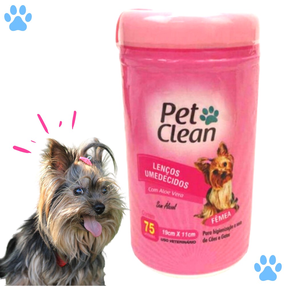 Lenço Umedecido para Cachorro e Gatos Pet Clean - Fêmeas - 75 Unidades ...