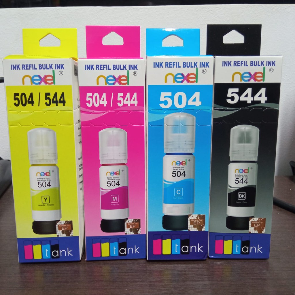 Kit 4 garrafa refil de tinta corante Nexel 544 para impressora Ecotank serie L bulk ink