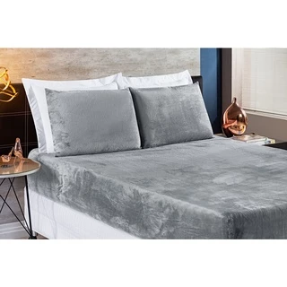 jogo de cama casal Queen 3 peças em mantinha plush pelucia macio alto bloqueio térmico linha inverno