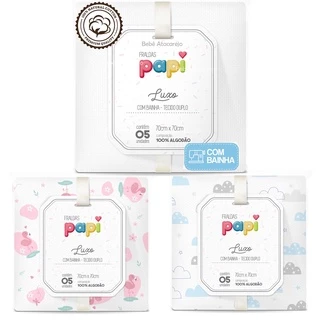 Fralda De Pano Com Bainha Tecido Duplo 5 Peças