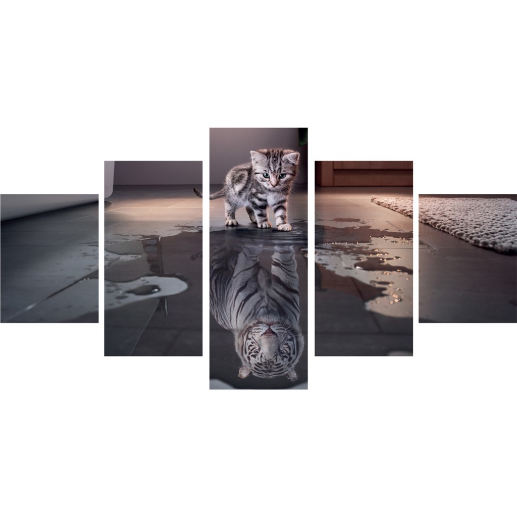 Quadro 5 Peças Para Sala Decoração Gatinho Tigre 3d R:3475 - MAP Artesanato  MDF - Quadro Decorativo - Magazine Luiza