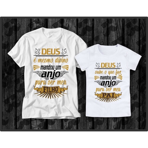 Kit Camiseta Homenagem Dia Dos Pais Camisa Pai E Filho Anjo | Shopee Brasil