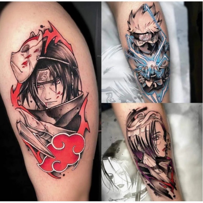 Kit Tatuagem Tattoo Fake Falsa Temporária Removível Naruto Sasuke