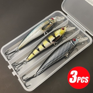 Kit De Isca De Pesca De 3 Peças De Peixinho Afundando Artificial Wobbler Bass Tackle