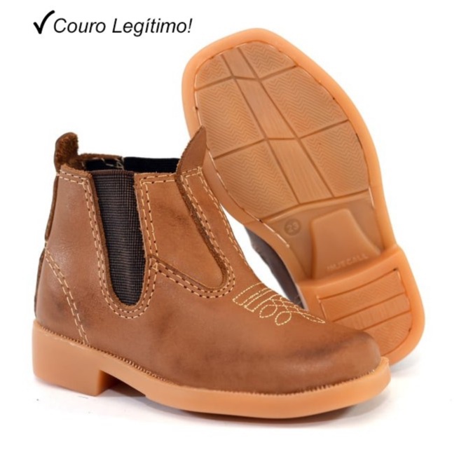 Bota de couro infantil hot sale masculina