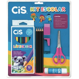 Kit Escolar CIS Rosa c/ 9 Peças