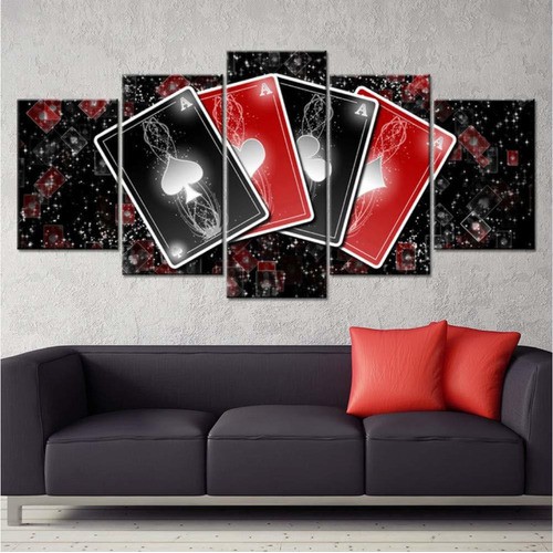 Kit 4 Quadros Decorativos Baralho Poker Jogo Cartas As