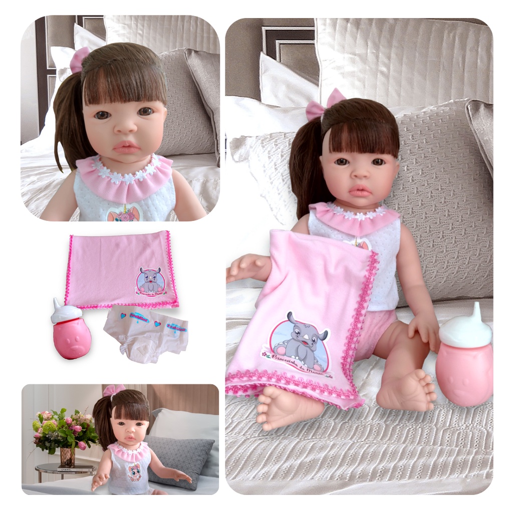 Menina De Bonecas Reborn Realistas , Boneca Poseável Realista Para Recém-Nascidos De 20 Polegadas Meninas , Corpo De Vin