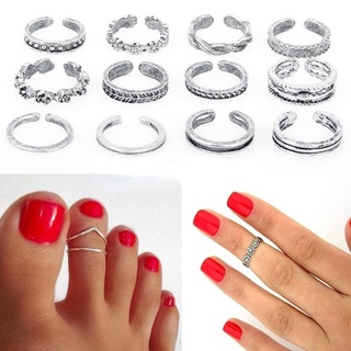 12 PCS /Set Retro Anel de Pé Aberto em Liga de Prata Estilo Simples