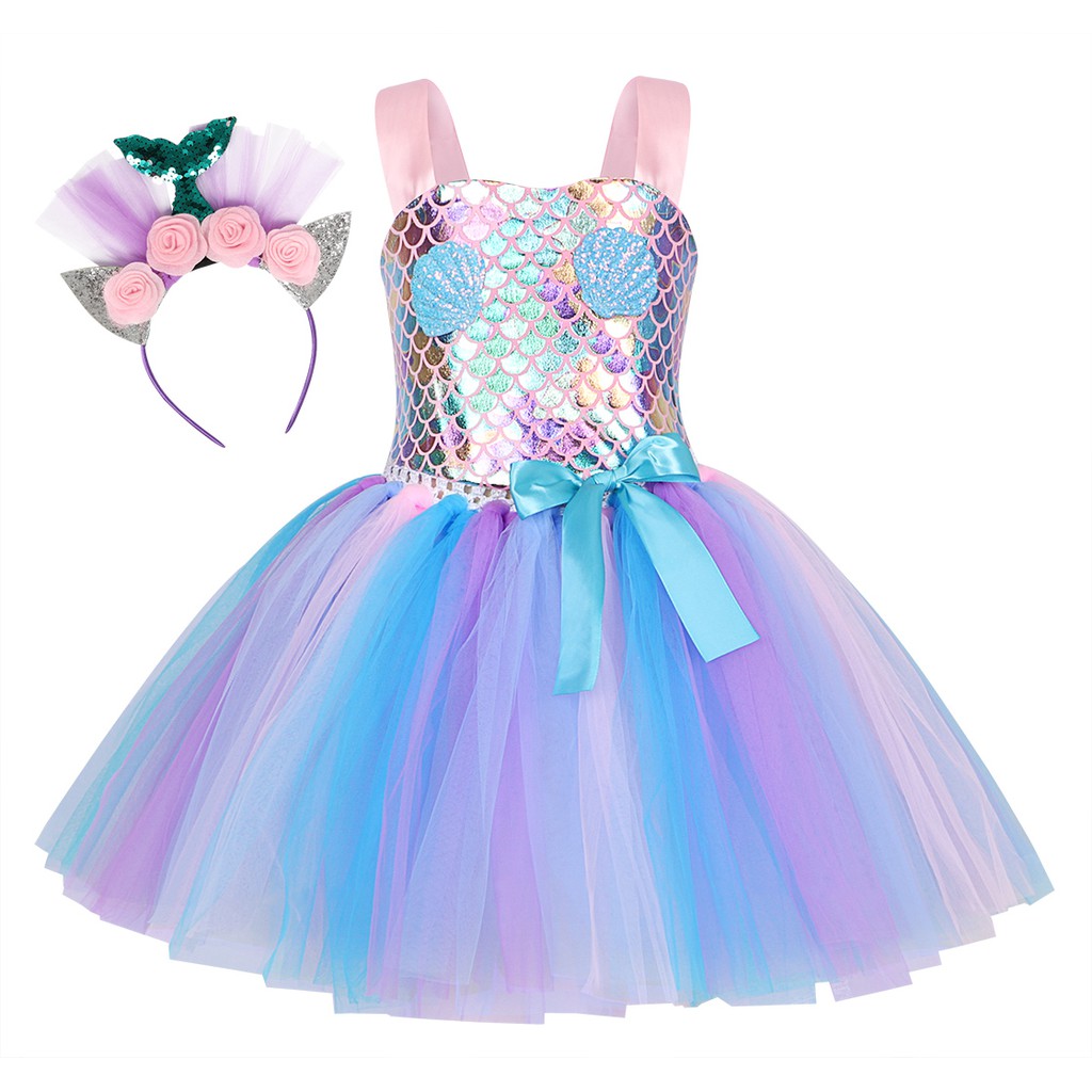 Compre Meninas Pequena Sereia Dress Up Outfit Crianças Sereia