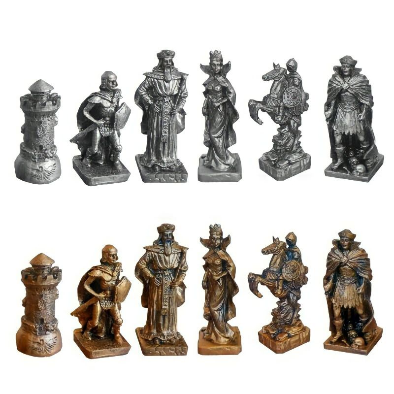 Jogo De Xadrez Peças Medieval Tematico Coleção De Resina