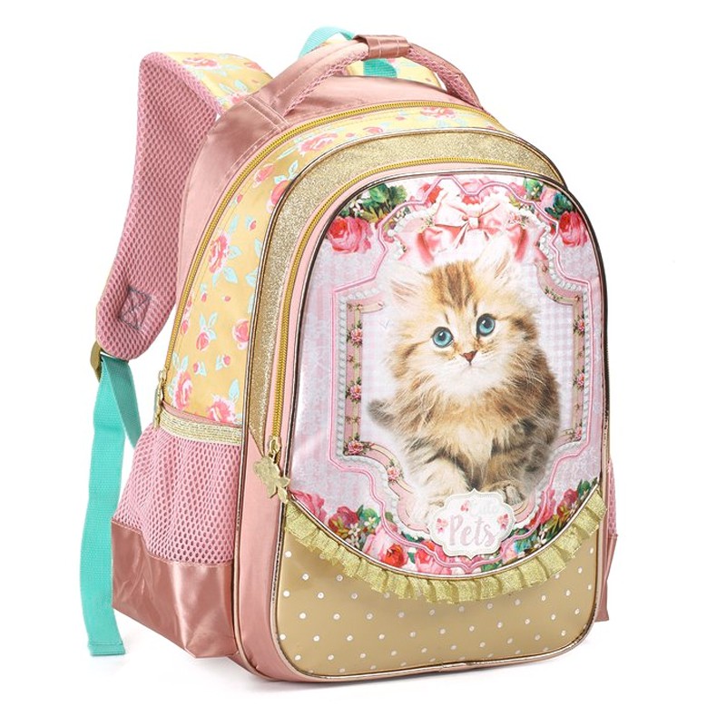 Conjunto de Mochila Escolar Infantil, Bolsa de Orelhas de Gato