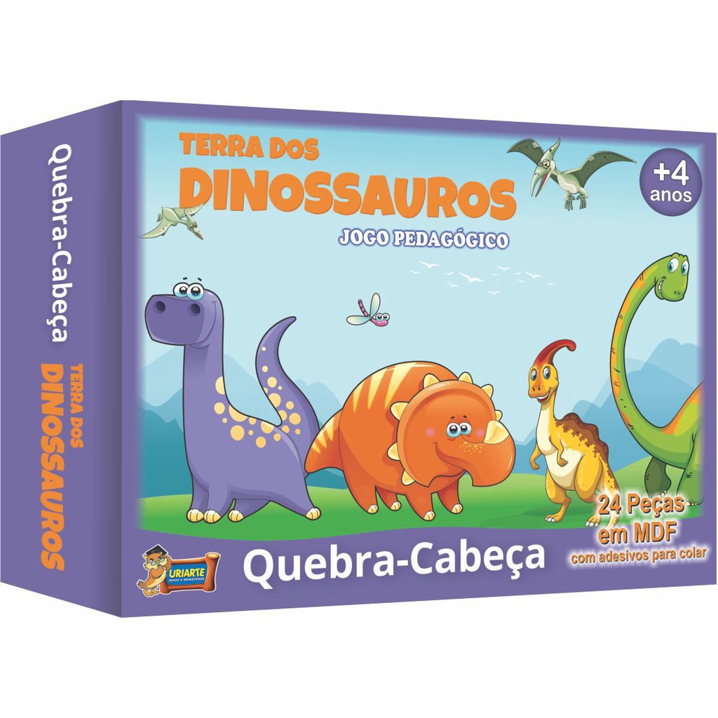 Quebra Cabeça Dinossauro/Dinos Em Madeira Blocos 24 Peças - 834 - JG
