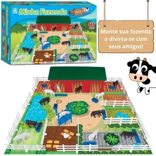 Minha Fazenda Com 41 Peças Brinquedo Cercas Animais Celeiro 0230