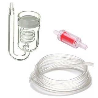Kit Difusor Co2 Espiral em Vidro Com Contador Conta Bolhas Embutido + Mangueira + Válvula Anti Retorno + Ventosa Aquário