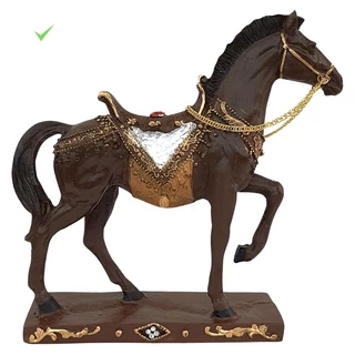 Cavalo Marchador Na Base Com Cela Estatua Decorativa 19cm