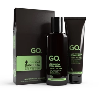 Kit BOX S.O.S Barbudo - Shampoo e Balm para Barba GO. Fresh Tea Tree