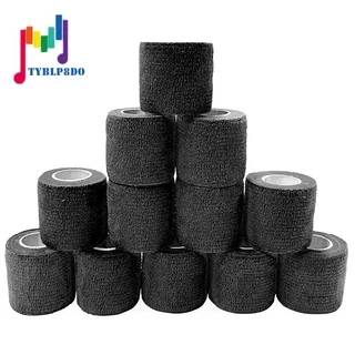 12 Pçs Bandagem Elástica Autoadesiva Preta 5 cm Para Esportes