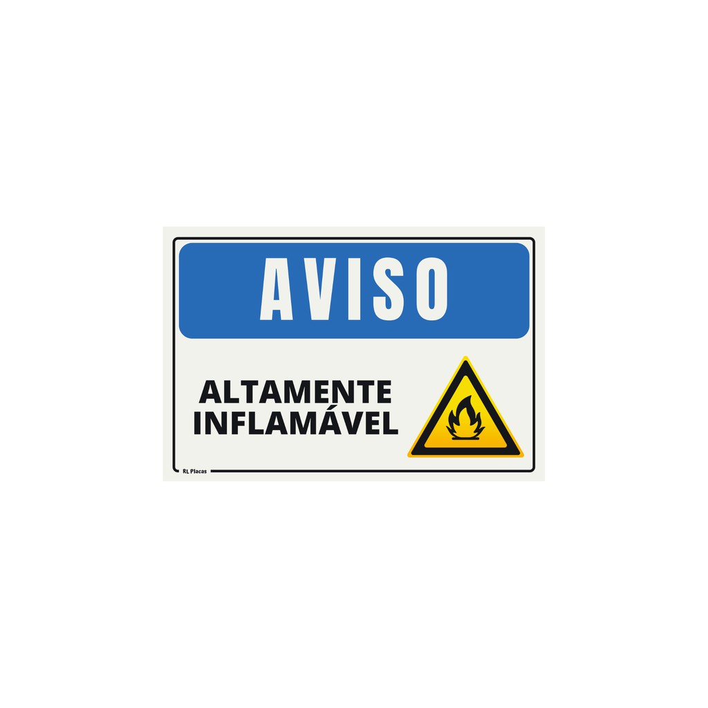 Placa Sinalização Aviso Altamente Inflamável - Pictograma 20x30 Cm ...