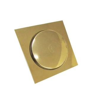 Kit 1 e 2 Uni - Ralo Click Inteligente Dourado 10x10 Banheiro Redondo e Quadrado