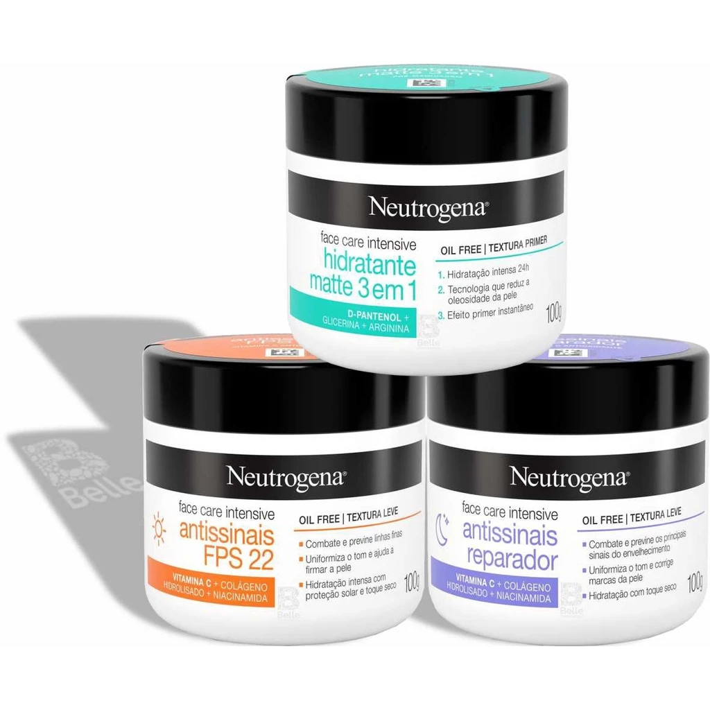 Kit Creme Neutrogena Face Care Intensive Antissinais Dia Noite e Hidratante