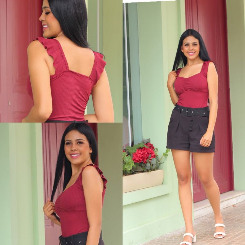 Body com Detalhe Babado plisado Blogueira
