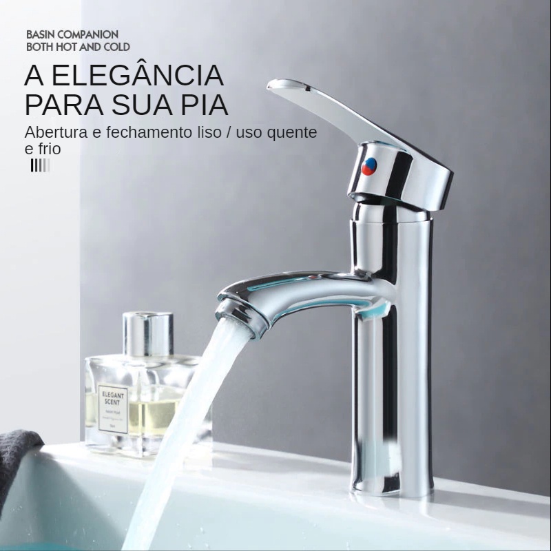 Torneira Para Banheiro Inox Metal Lavabo Cuba Pia Misturador Água ...