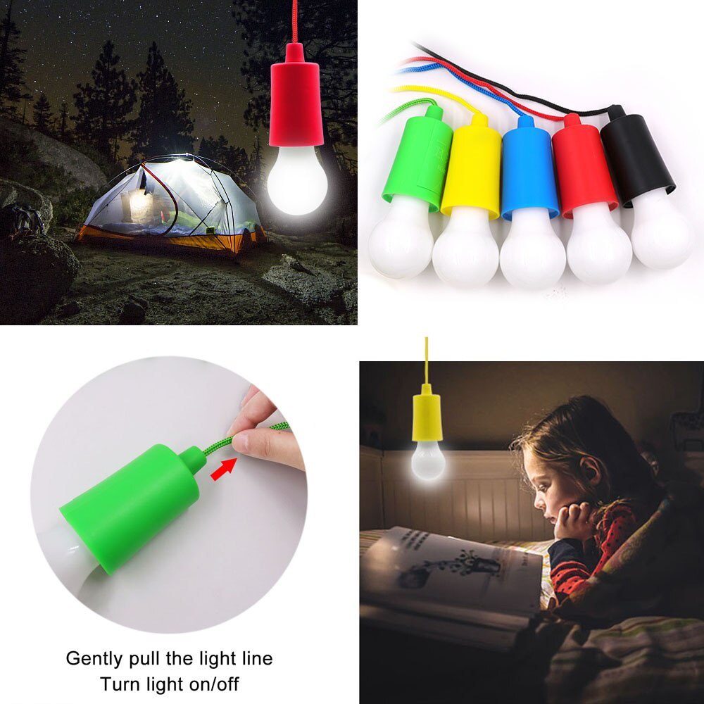 Lâmpada Portátil Led Criativa Pendurar Pilha Colorida Cordão