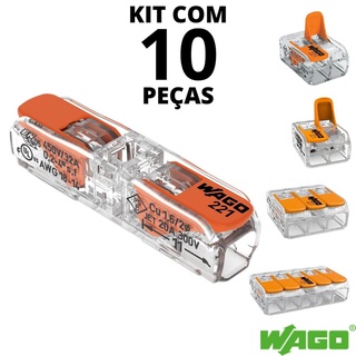 10un Conector Wago Emenda e Derivação Original 2, 3 ou 5 vias 4 ou 6mm²