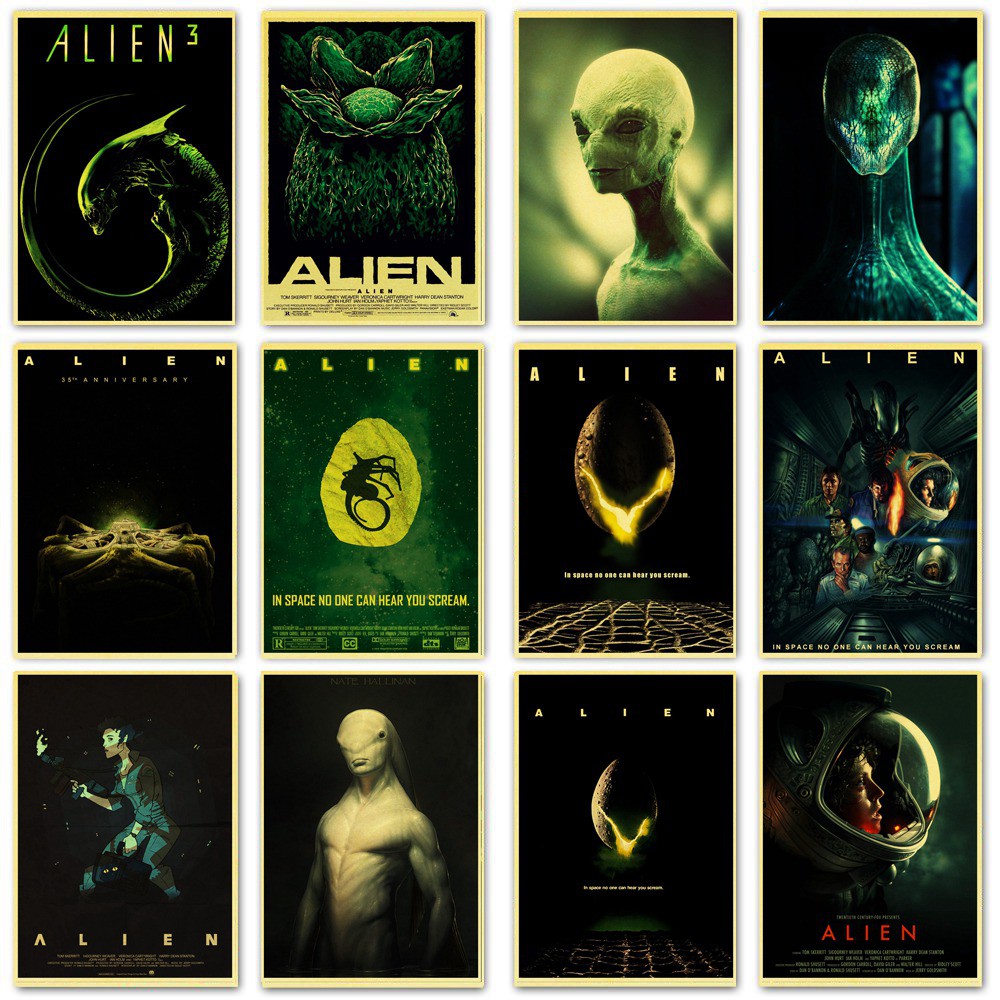 Cartaz Nacnic De Alien Em Ilustrações De Retratos De Cores E Desenhos  Animados De Personagens Famosos No Design Do Cinema E Decoração De  Interiores A4