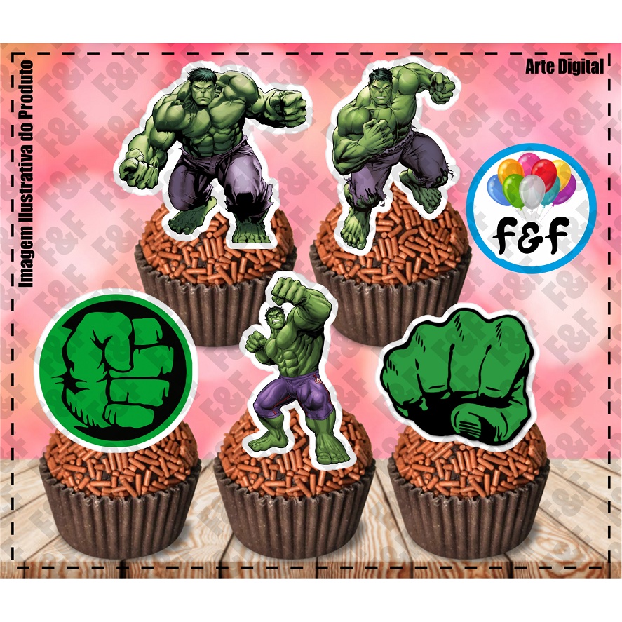 60 Toppers Tags Docinhos Doces Hulk | Shopee Brasil