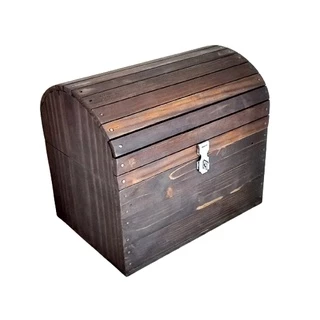Bau caixote rustico porta treco bau multiuso modelo retro pirata em madeira com fechadura de metal para cadeado