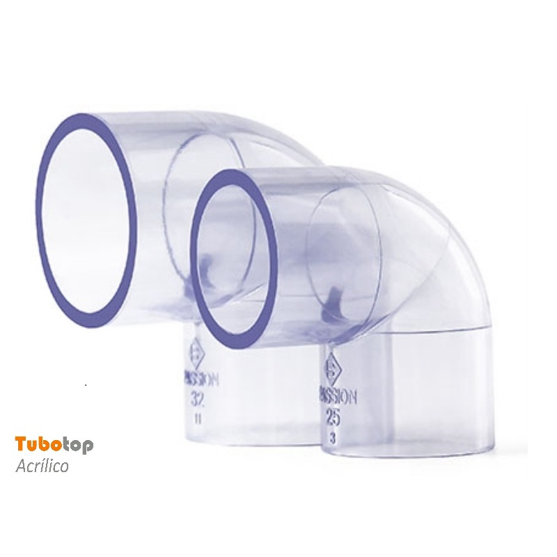 2pçs Conexão Acrílico Transparente Para Tubos Ø25mm Externo
