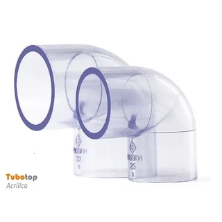 2pçs Conexão Acrílico Transparente Para Tubos Ø25mm Externo