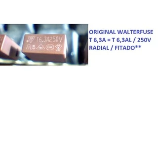 10 PÇS FUSÍVEL PLÁSTICO RADIAL T 6,3A = T 6,3AL 250V RADIAL FITADO