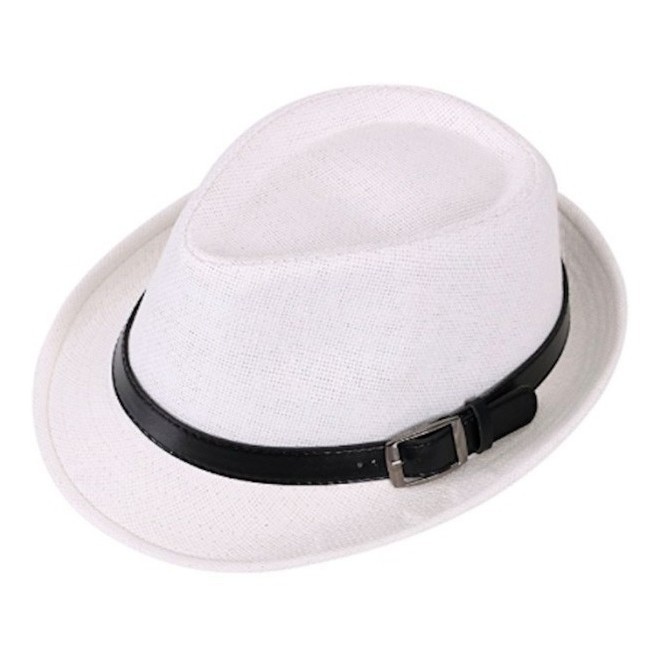 Chapéu De Palha Praia Fedora Malandro COM DETALHE CINTINHO PRETO