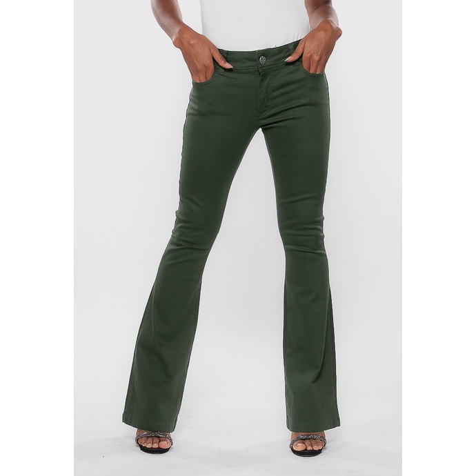 Calça verde feminina store flare