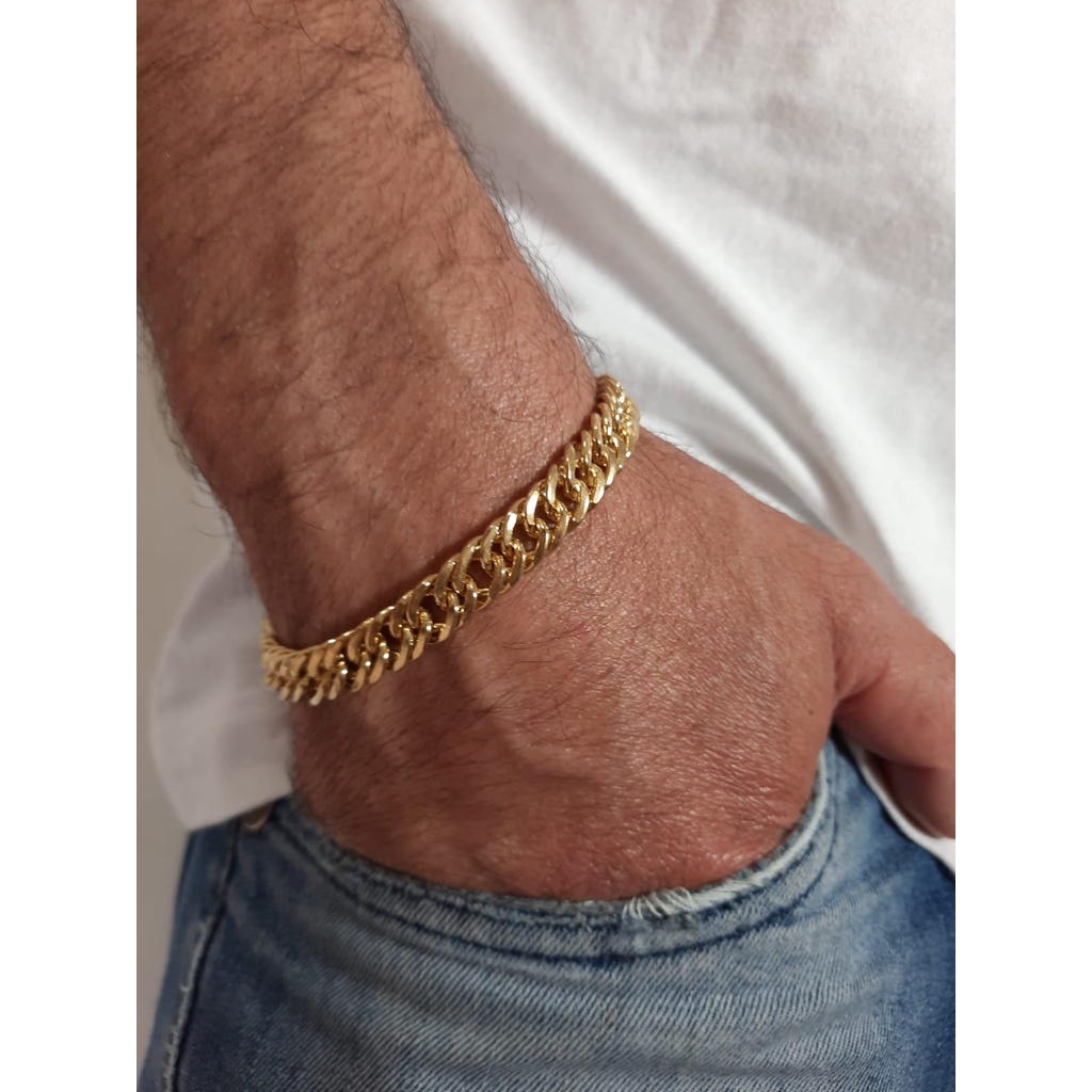 Pulseira Masculina Liga de Moeda Idêntico a Moeda Antiga 20,5cm