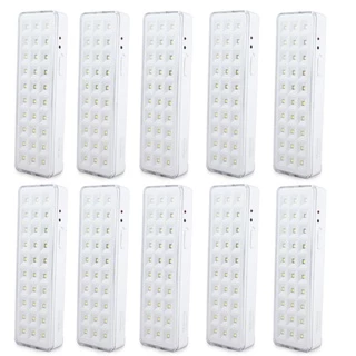 Kit 10 Luminaria Emergencia Lampada 30 Leds Recarregavel Bivolt Segurimax