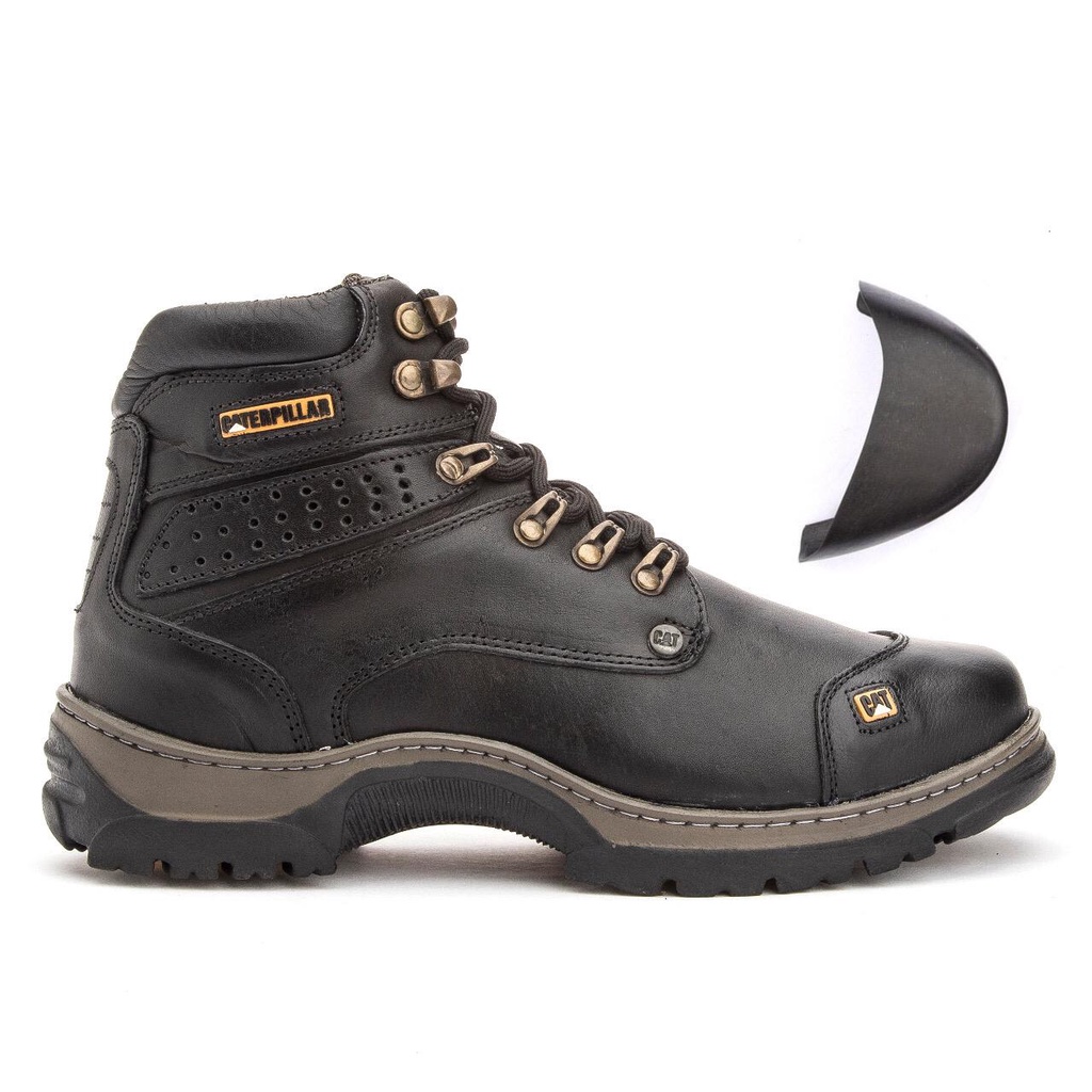 Bota Caterpillar Original Masculina palmilha a Gel Couro Marrom Impermeável  Confortável impermeável.