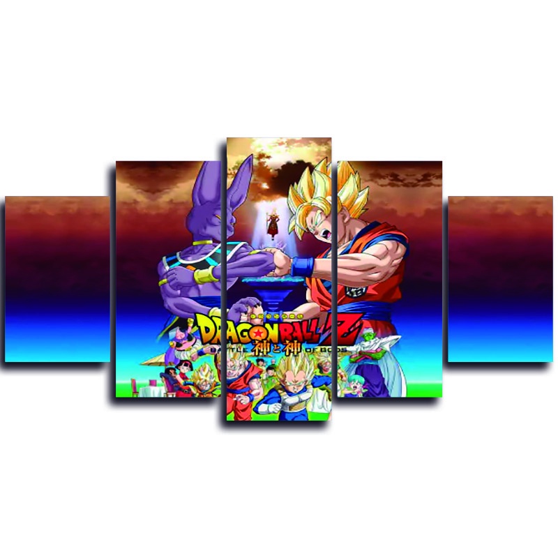 Quadro Decorativo 5 peças Mosaico quite kit Modular Vegeta Vedita Freeza  Broly Dragon Ball Super Z Kai Goku Bulma Majin Boo Bills Trunks Shen Long