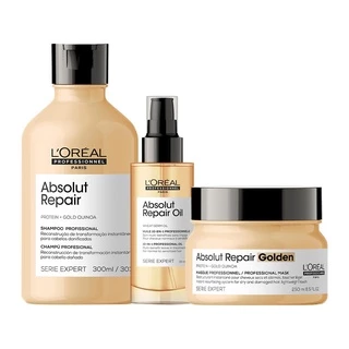 Kit L'Oréal Pro Repair Gold Quinoa - Sh+Másc+Sérum em Oferta na Shopee