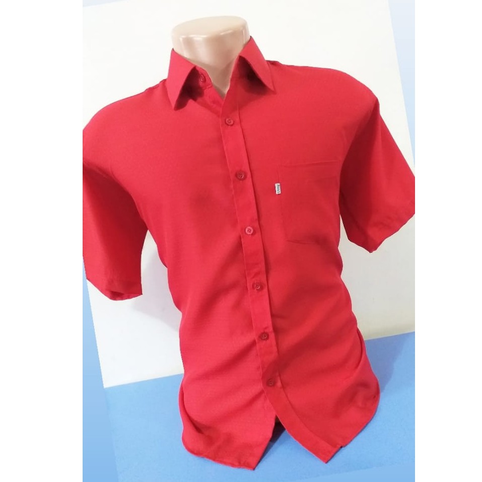 Camisa social hot sale vermelha manga curta