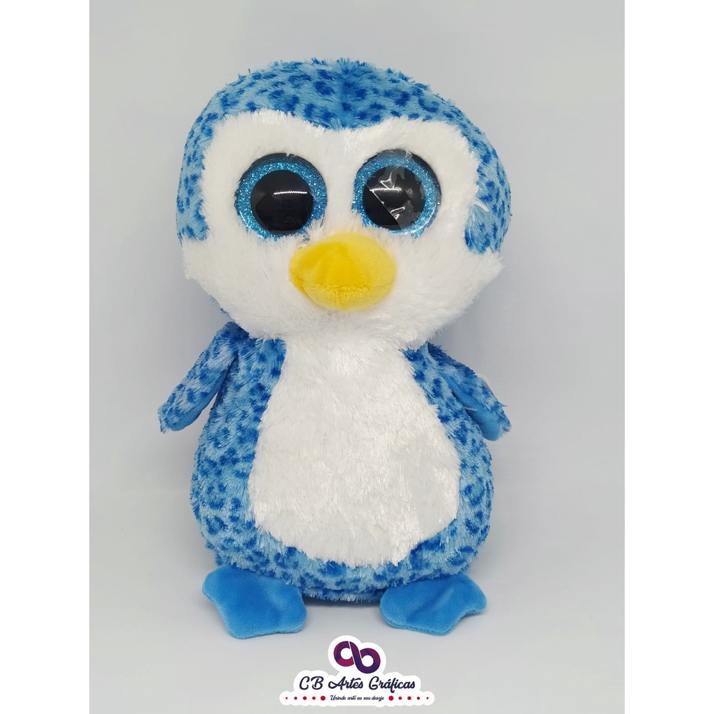 Pinguim Azul Malhado Olhos De Glitter Pelúcia Br Machine | Shopee Brasil