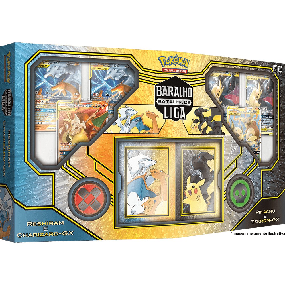 Jogo Cartas Box Pokémon Batalha De Liga Pikachu E Zekrom Tcg Copag Original  Pkm Trading Card Game