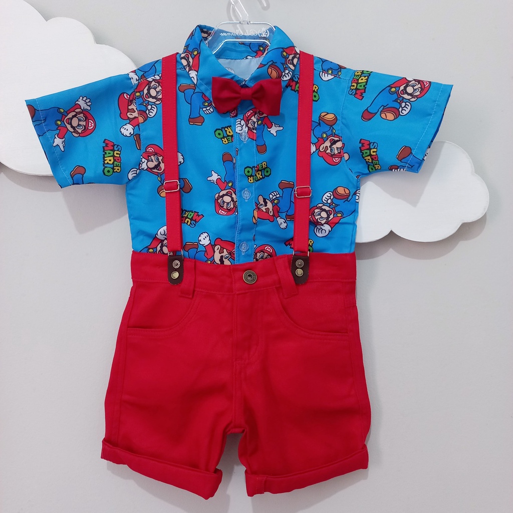 Roupa temática do super Mário bros. Roupa de aniversário do super Mário ...
