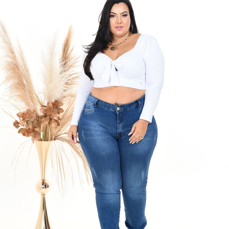 Calça jeans plus size best sale com cinta