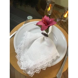 Kit com 4, 6 ou 8 guardanapos brancos de guipir - guardanapo com renda branca